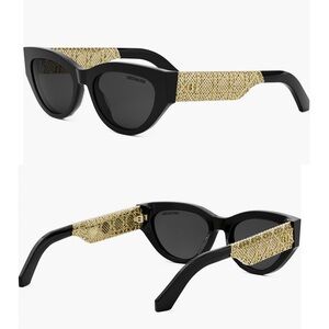 DIOR 'DioRésille B1I 53mm Cat Eye Sunglasses SHINY BLACK / SMOKE NWB